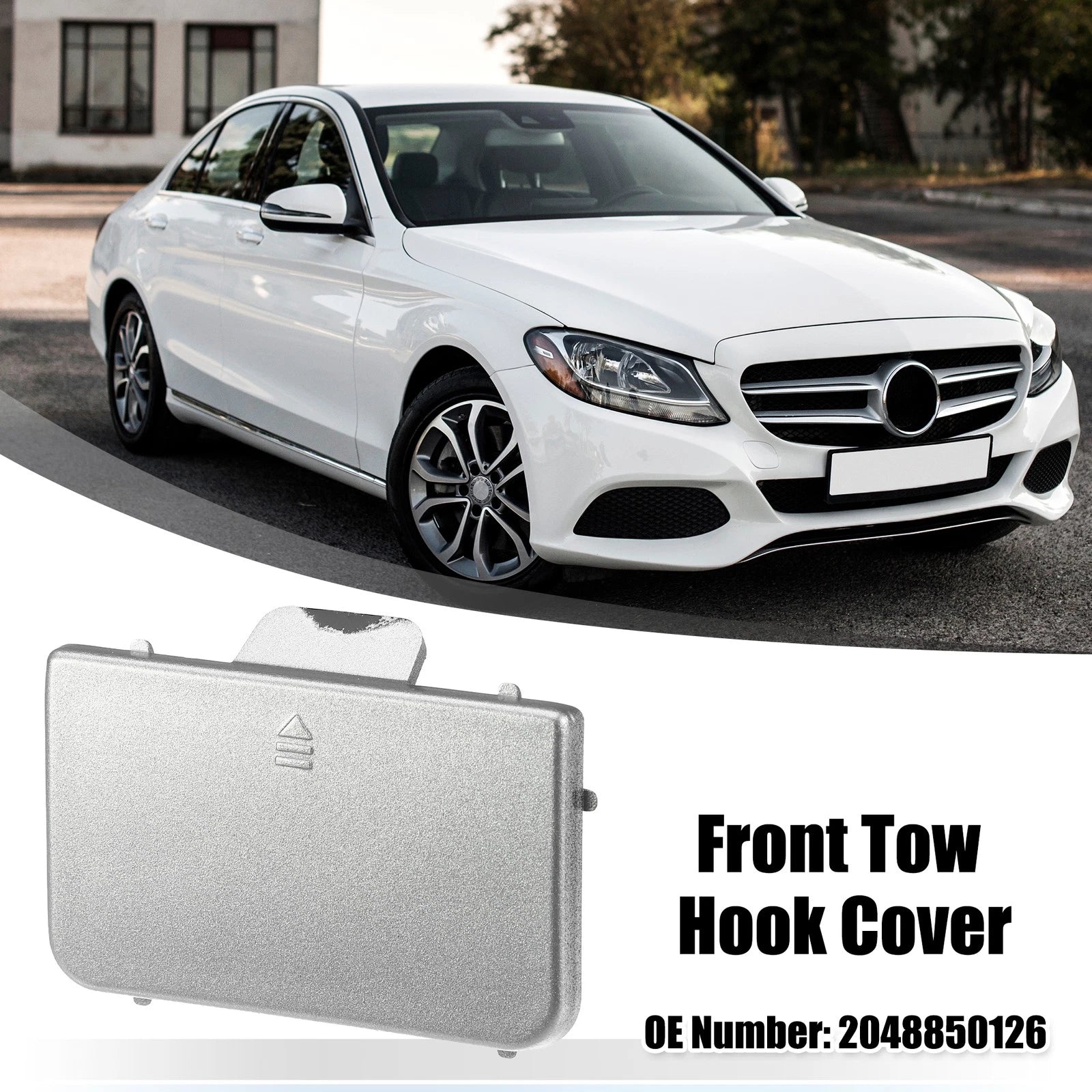 Tow Hook Eye Hole Cover for Mercedes-Benz C-Class (2015–2021) Silver Tone