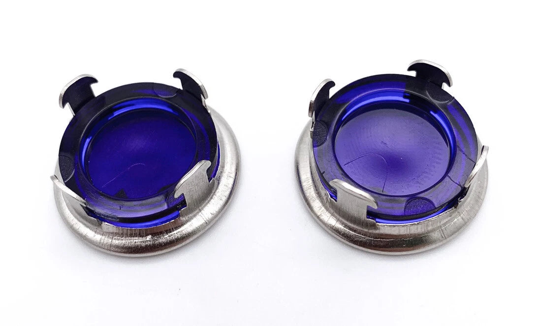 Tail Light Blue Dot Inserts with Chrome Metal Rings for Rims (Pair) (—)