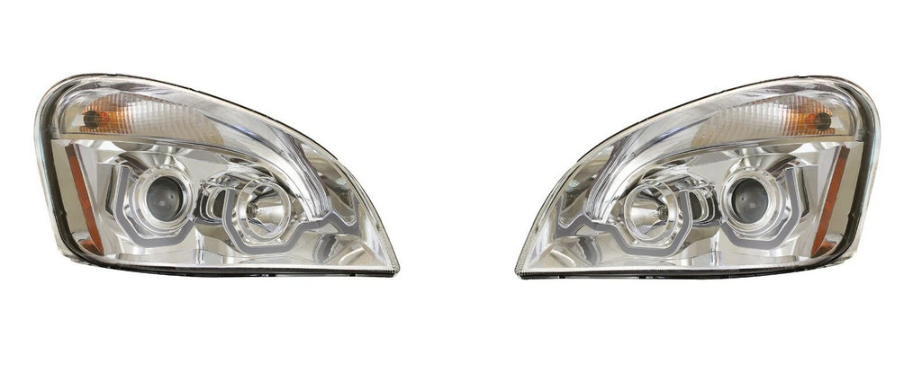 Chrome Projection Headlights with Amber LED for Freightliner Cascadia (2018–2023)
