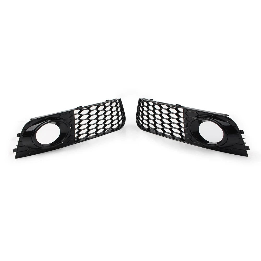 2X Front Fog Light Grille Cover for Audi A4 B8 (2009–2012) Black Honeycomb Mesh