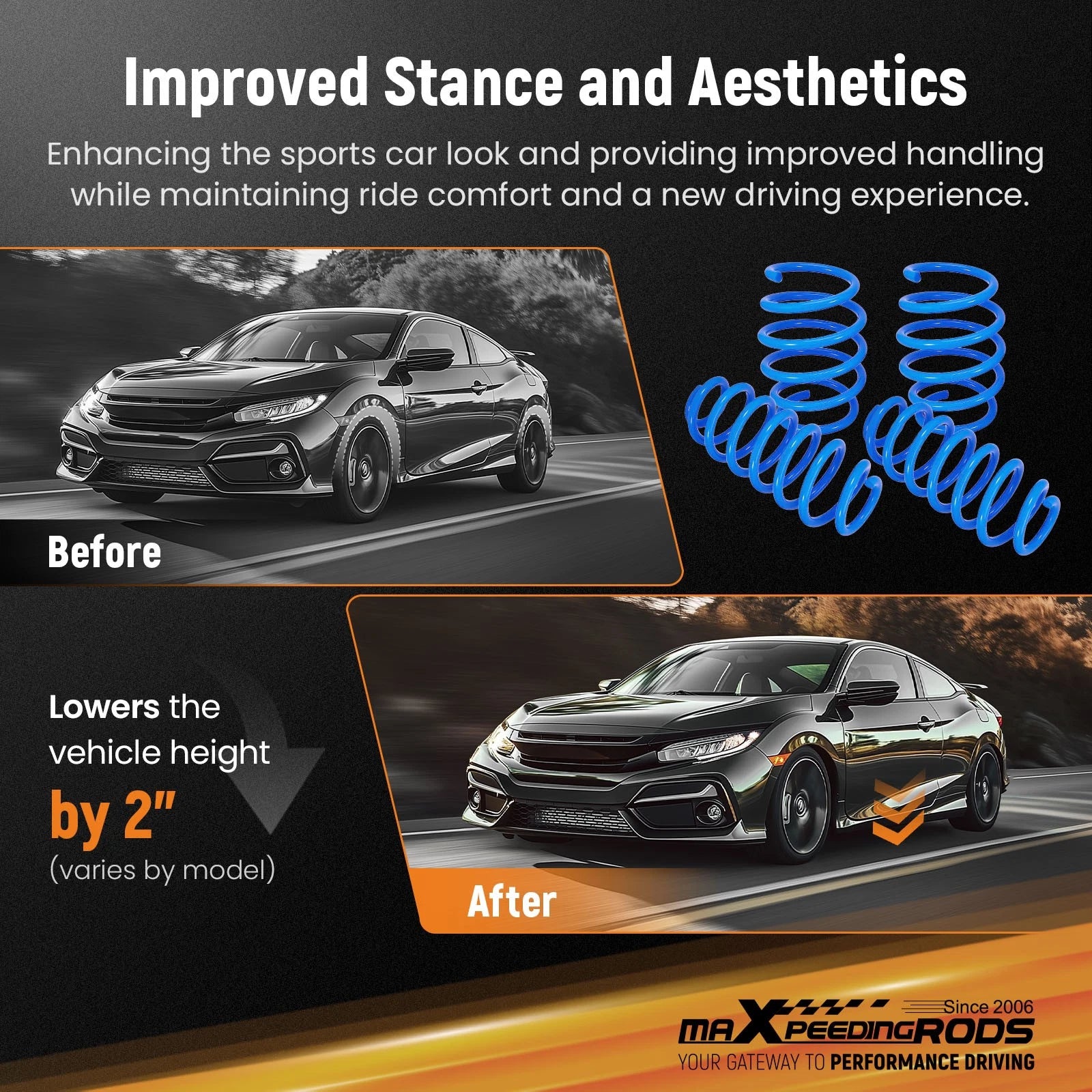 2X Lowering Springs for Toyota Camry (2018–2024)