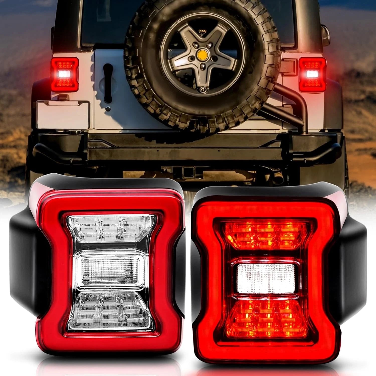 LED Tail Lights for Jeep Wrangler JK JKU (2007–2018) Rear Brake Turn Signal