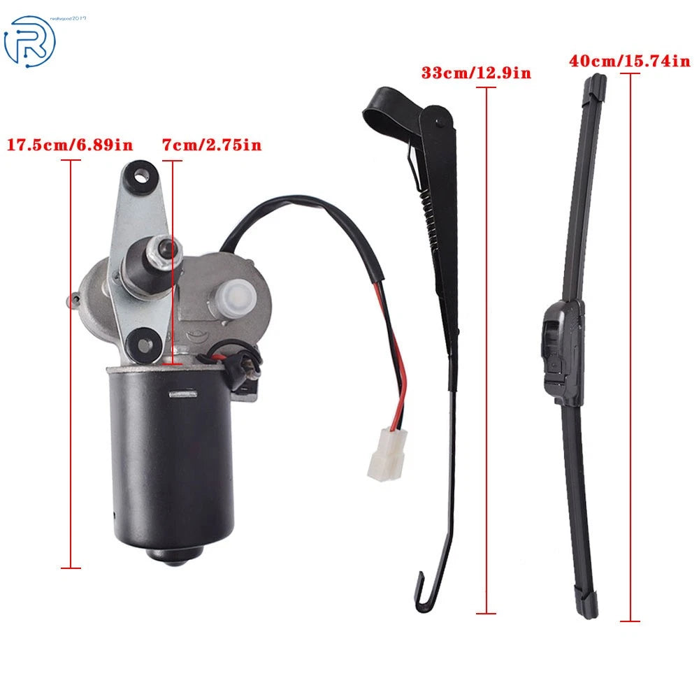 12V Electric Windshield Wiper Motor Kit for Polaris RZR, Kawasaki, Can Am X3