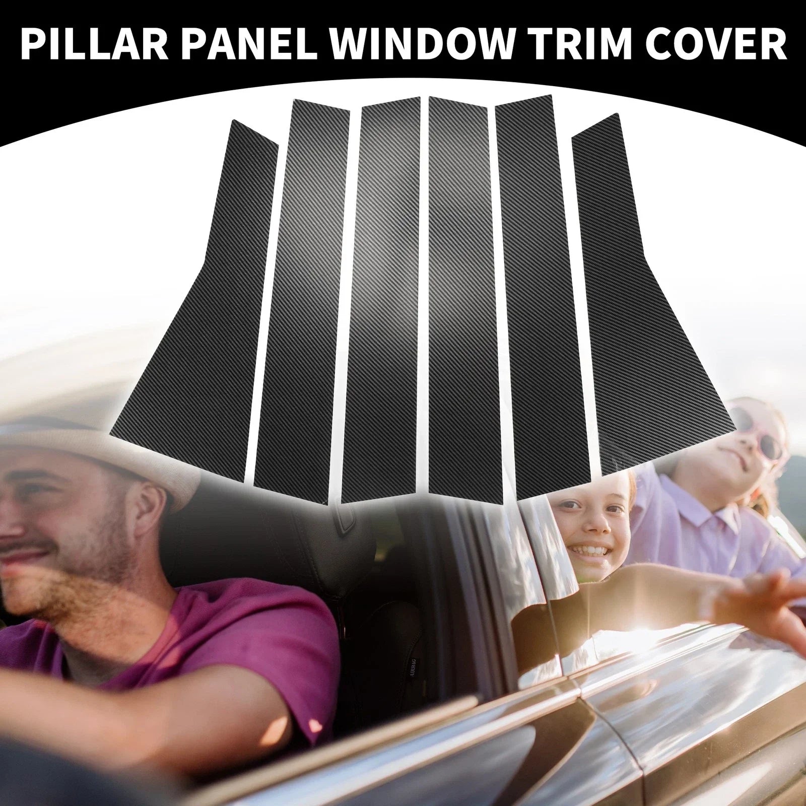 6pcs Car Pillar Window Trim Covers for Honda CR-V (2017-2022) Black Carbon Fiber