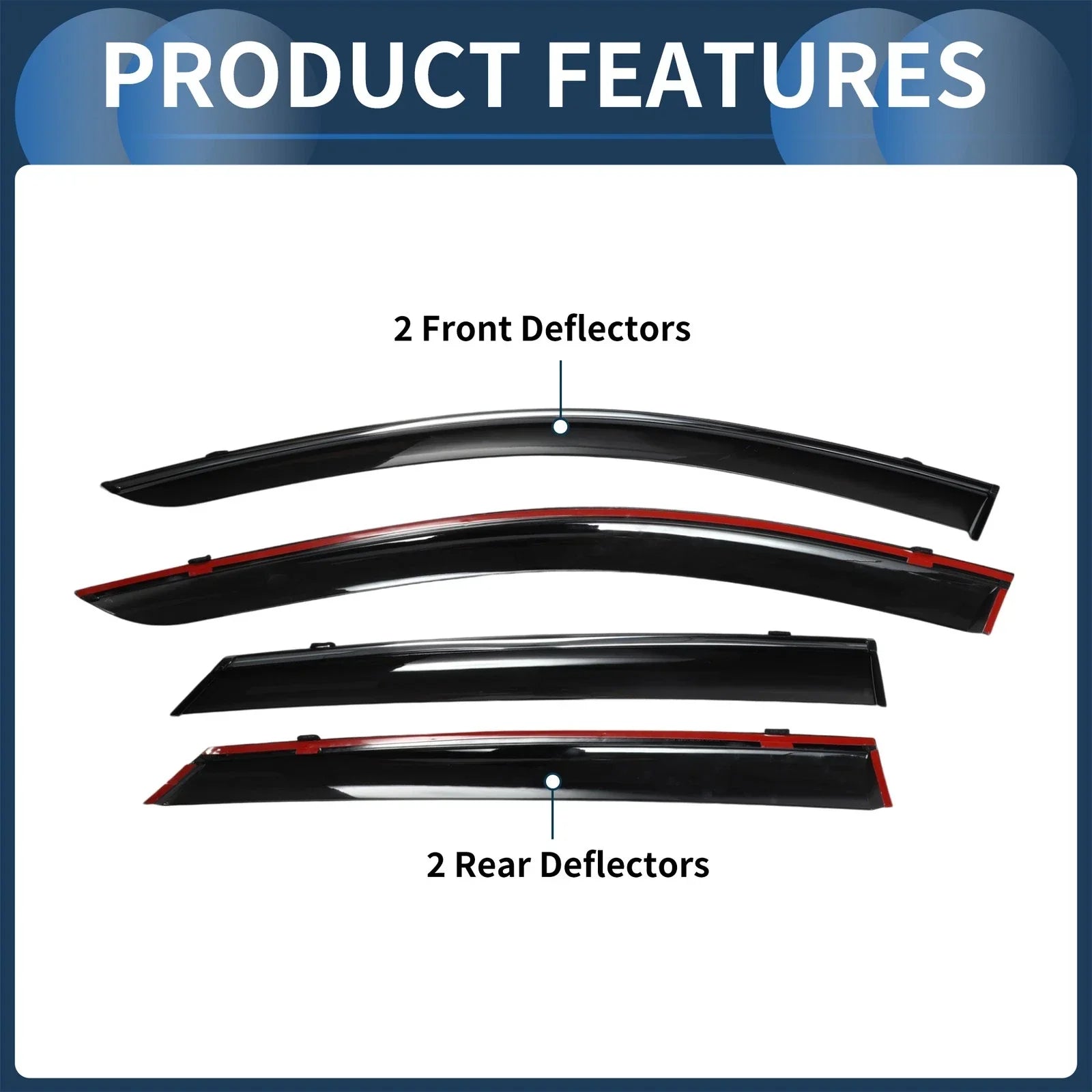 Window Deflectors for Hyundai Elantra 2021 Side Window Vent Visors Black Set