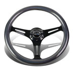 NRG 6-Bolt Sparkle Wood Grip Black Spoke Steering Wheel for Universal (N/A)