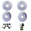 Hella Front Rear Rotors Disc Brake Pad Kit for Audi A6 Quattro Avant