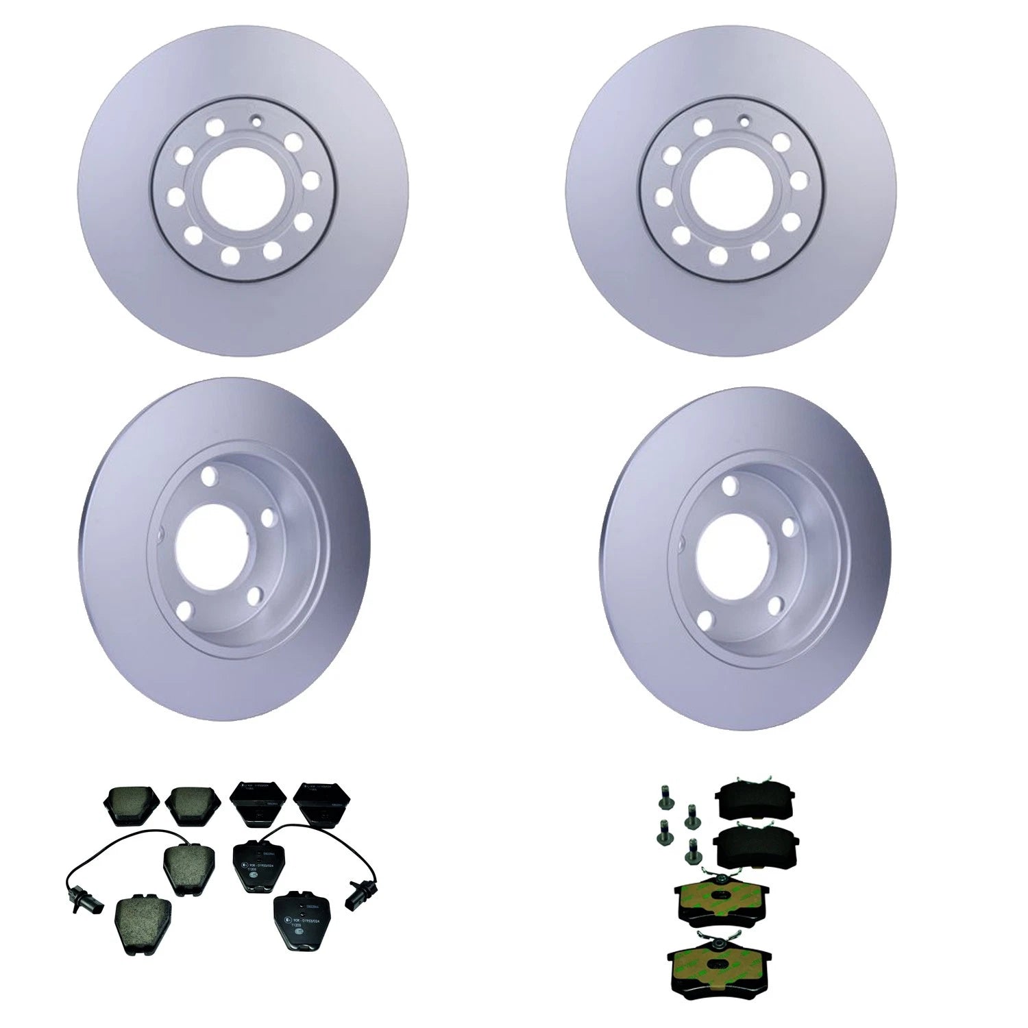 Hella Front Rear Rotors Disc Brake Pad Kit for Audi A6 Quattro Avant