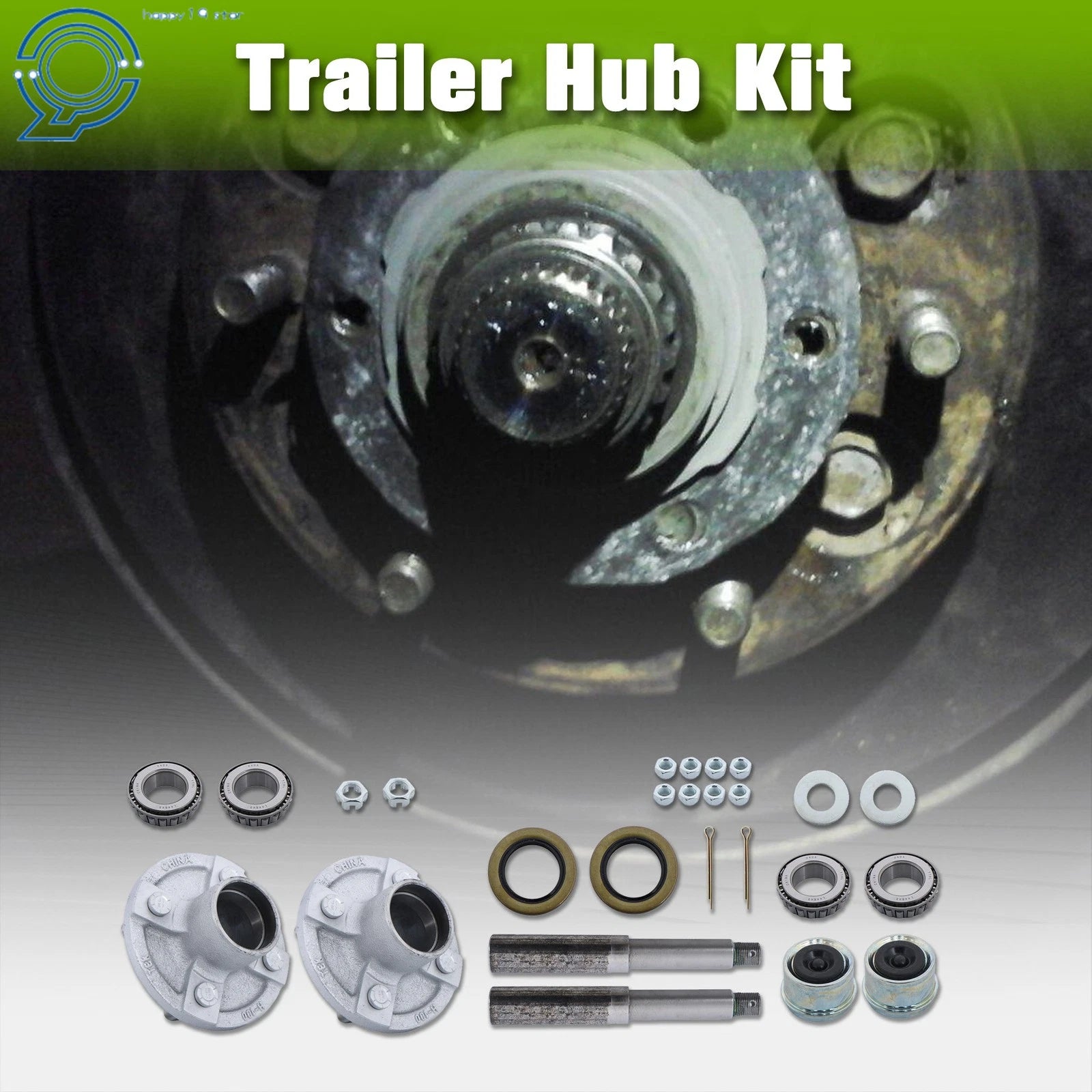 Set of 2 Trailer Axle Kits for 4 on 4" Bolt Idler (Compatible Models)