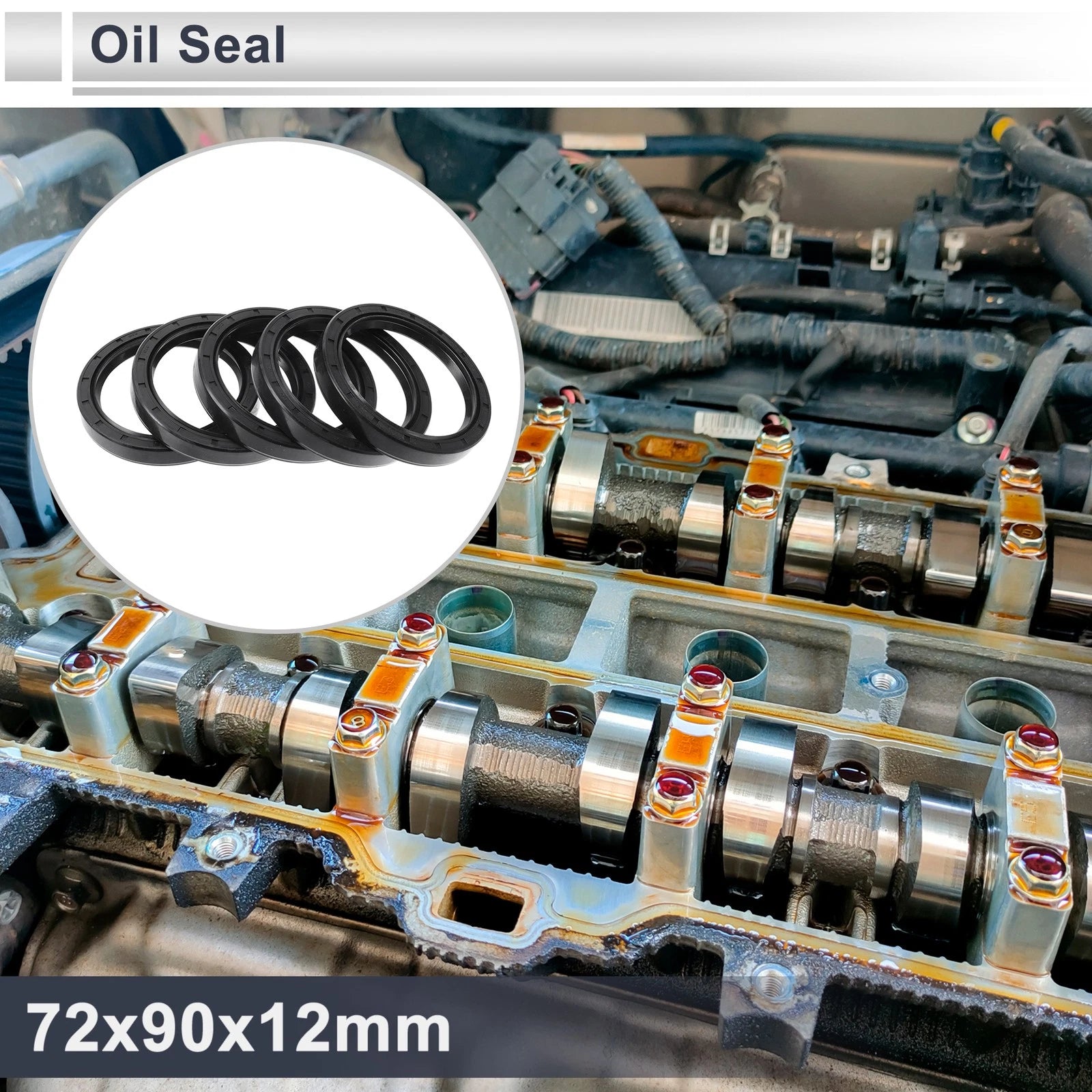 Set of 5 Oil Seal Rotary Shaft Seal Nitrile Rubber 72x90x12mm