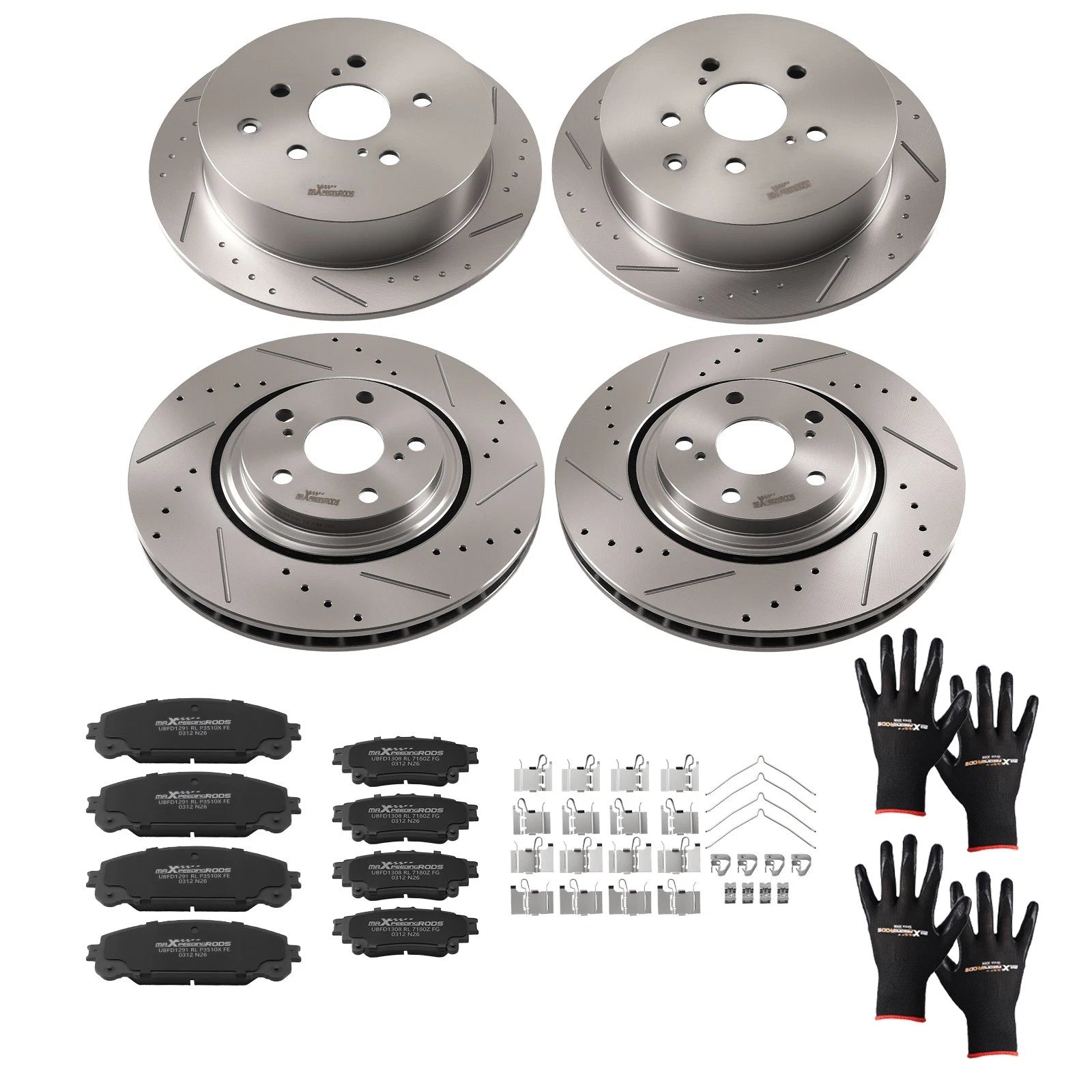 Brake Rotors & Ceramic Pads Kit for Toyota Highlander (2014–2019)