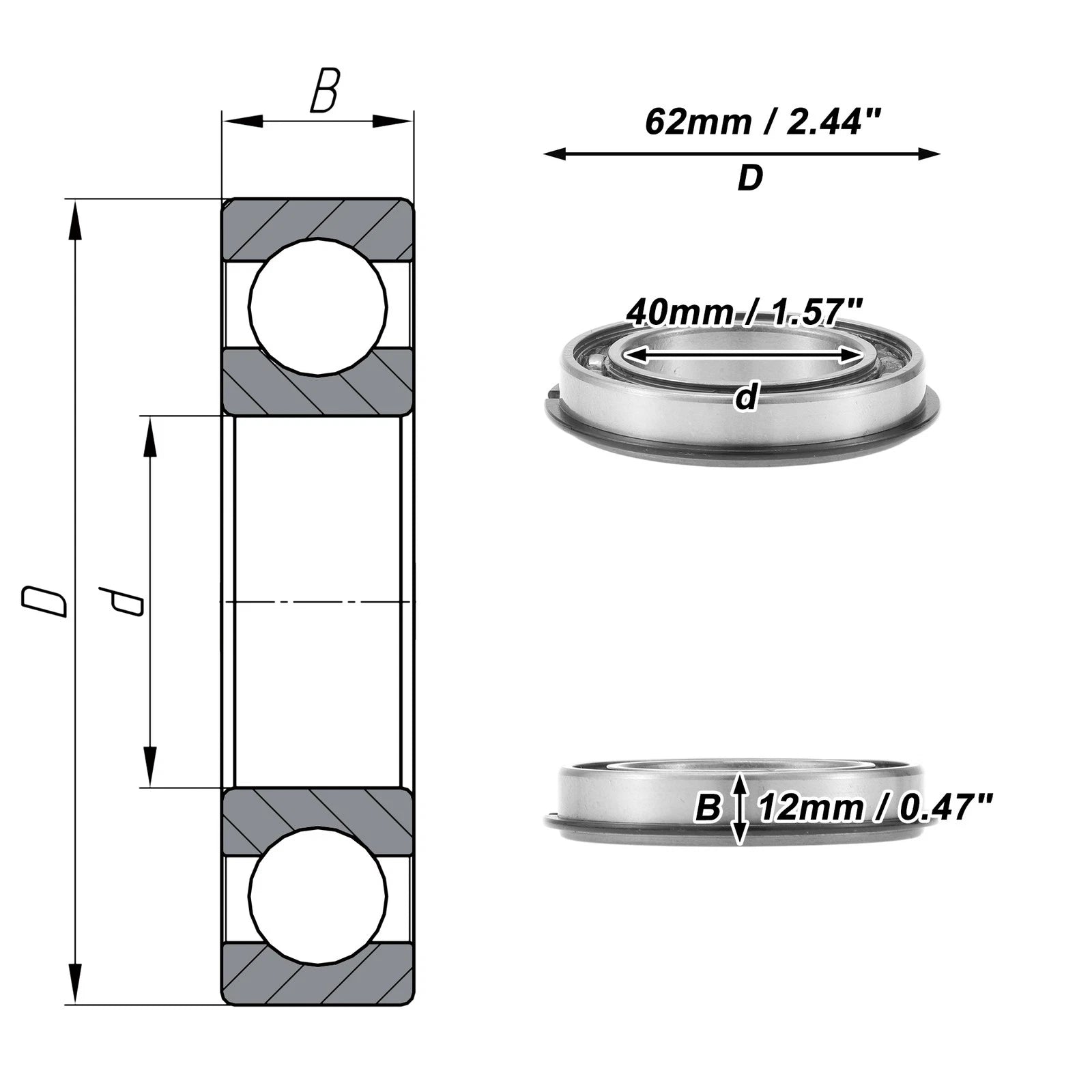 Deep Groove Ball Bearing 6908NR for Scooter Skateboard Wheel (40x62x12mm)