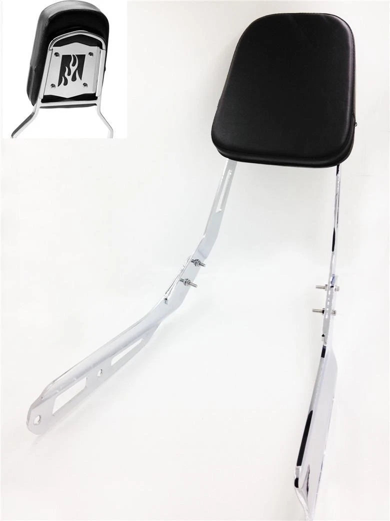 Chrome Flame Backrest Sissy Bar with Leather Pad for Honda VTX 1300N 1300R 1300S (2003–2009)