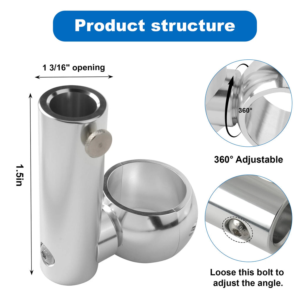 Adjustable Boat Flag Pole Mount Kit for Rail (No Drilling)