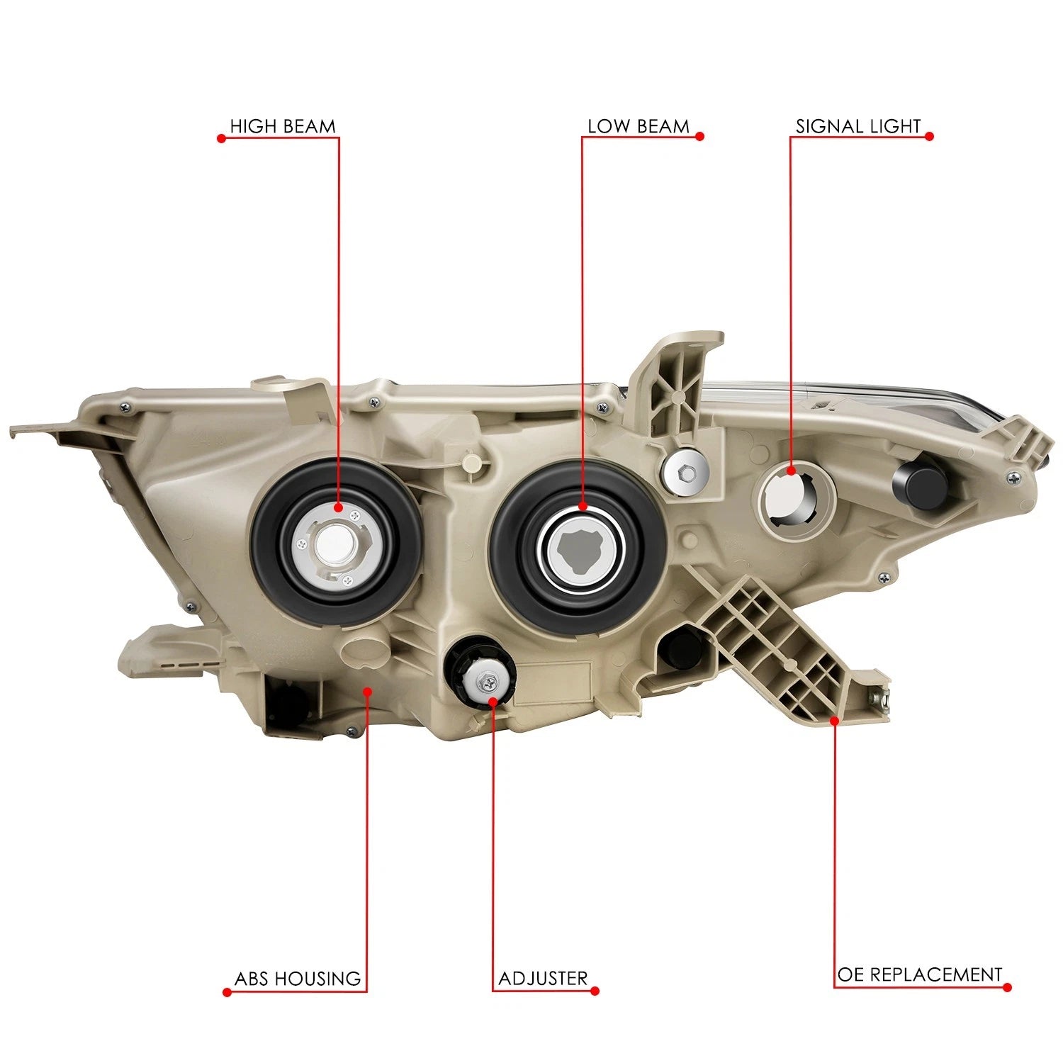 Chrome Amber Projector Headlight for Toyota Highlander (2011–2013)