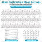 48PCS Helmet Earring Blanks MDF Double-Sided with Hook Jump Ring