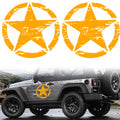 2Pcs Orange Distressed Army Star Vinyl Pre-Cut Hood Door Graphics for 2010–2020