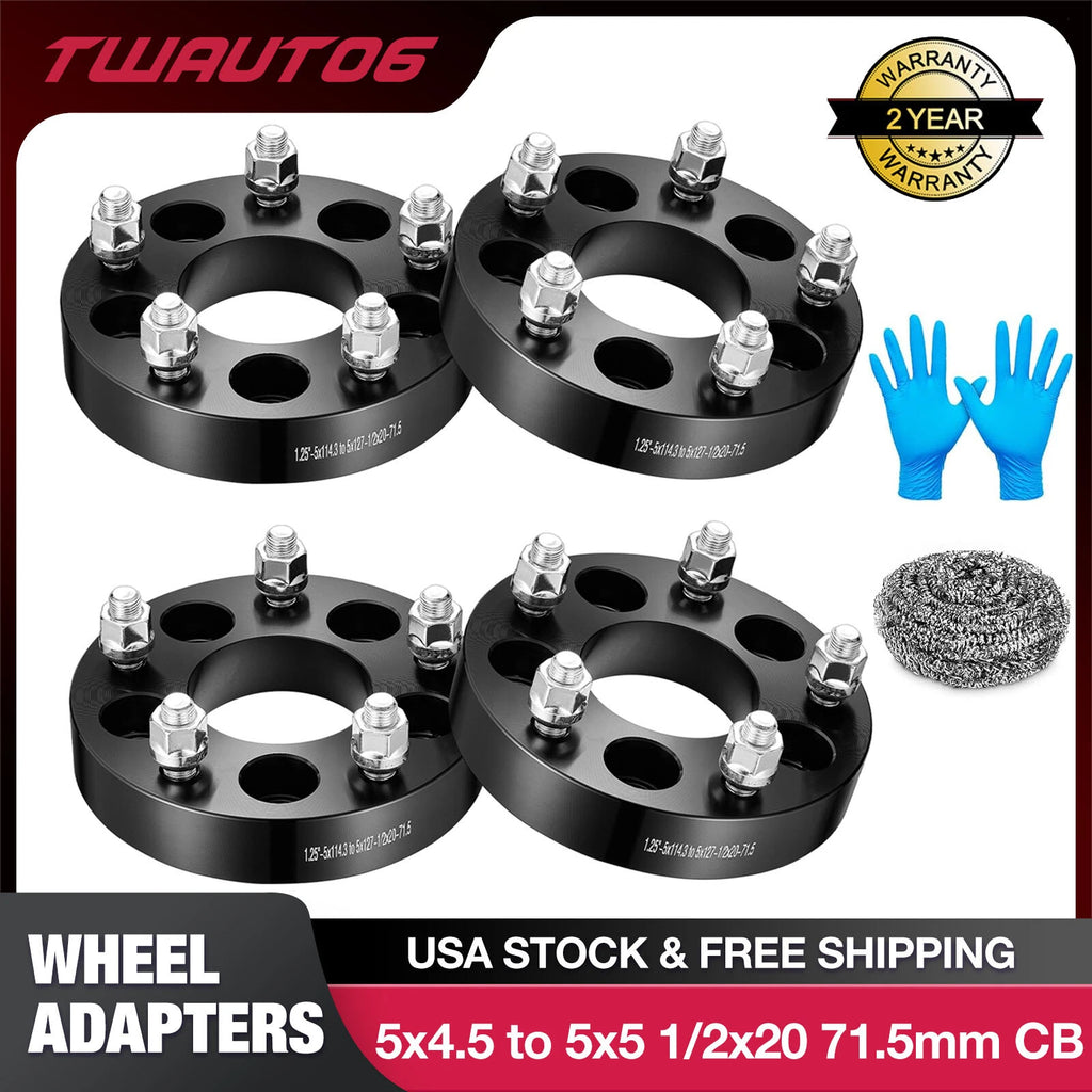 4 Pcs 1.25" Wheel Adapters Spacers for Ford Mustang Jeep Wrangler (2015–2019)