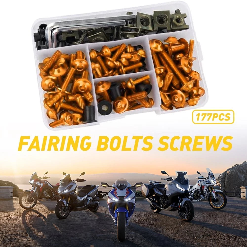 177PCS Fairing Bolts Kit for Kawasaki Ninja 400/500/650 (2018–2023)