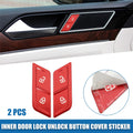2pcs Inner Door Lock Unlock Button Cover for Volkswagen  Aluminum Alloy Red
