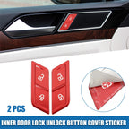 2pcs Inner Door Lock Unlock Button Cover for Volkswagen  Aluminum Alloy Red