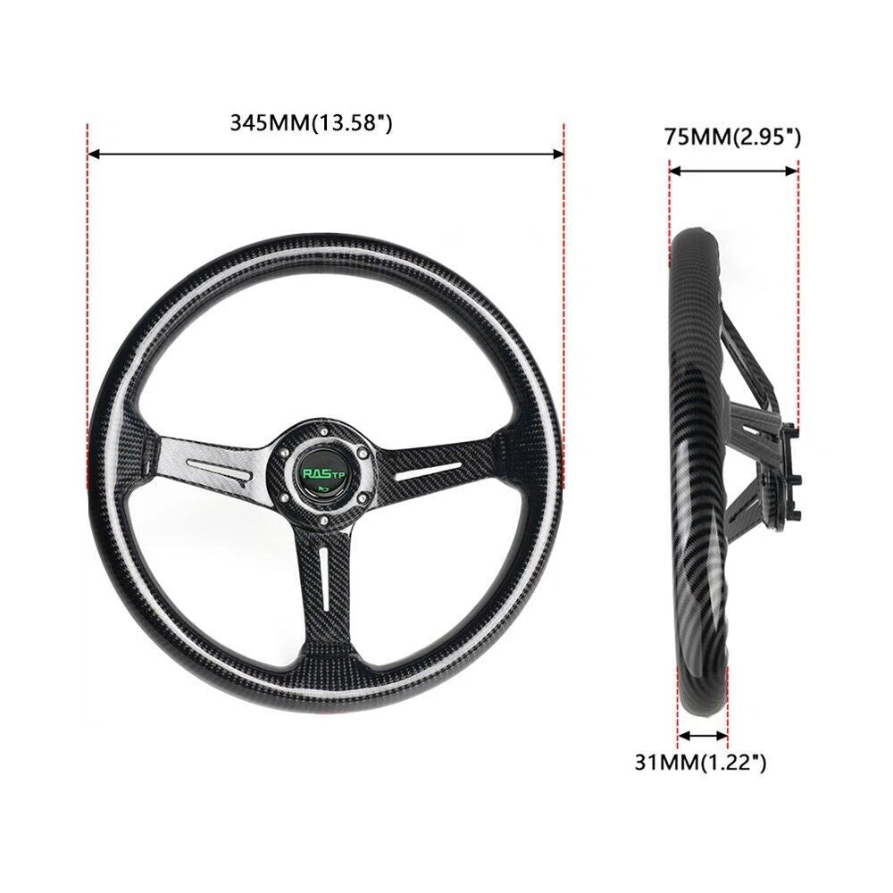6 Bolt Carbon Fiber Racing Steering Wheel Deep Dish 14 Inch