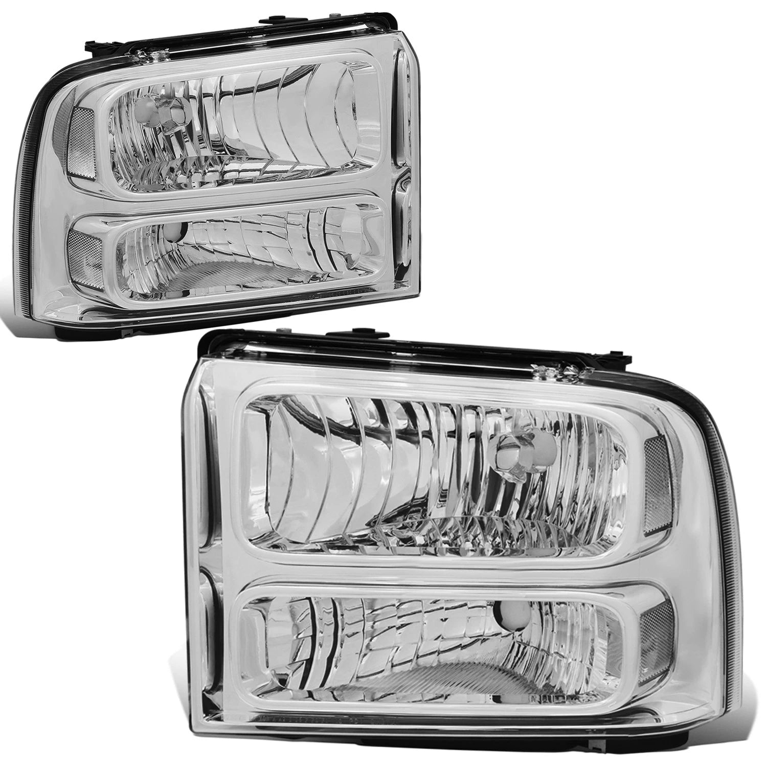 Chrome Housing Clear Corner Bumper Headlight/Lamp for Ford Super Duty (2005–2007)