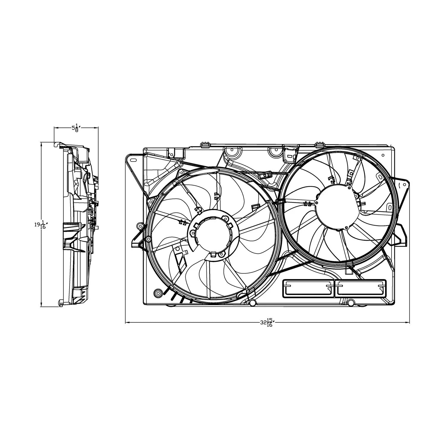 Replacement Rad/Cond Fan Assembly w/o Oil Cooler (See compatibility Chart)