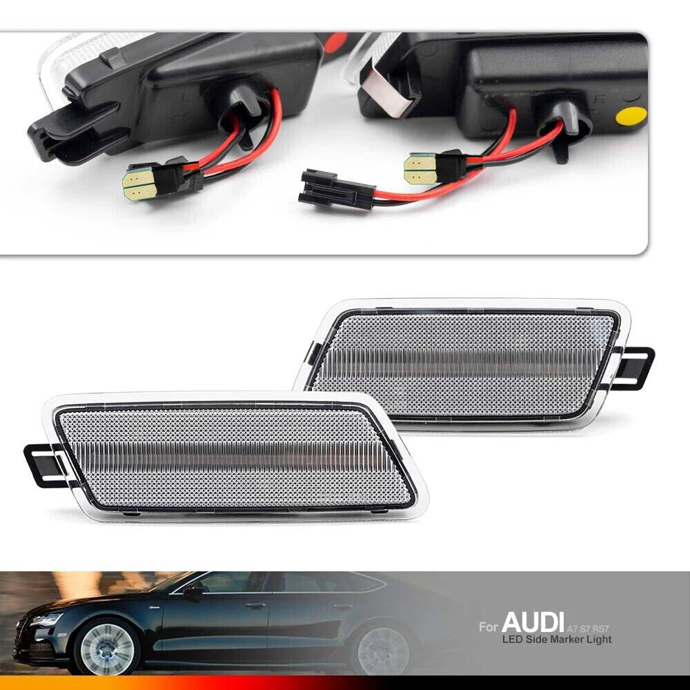 Set of 4 Clear LED Side Marker Lights for Audi A7 S7 RS7 (2012–2018)