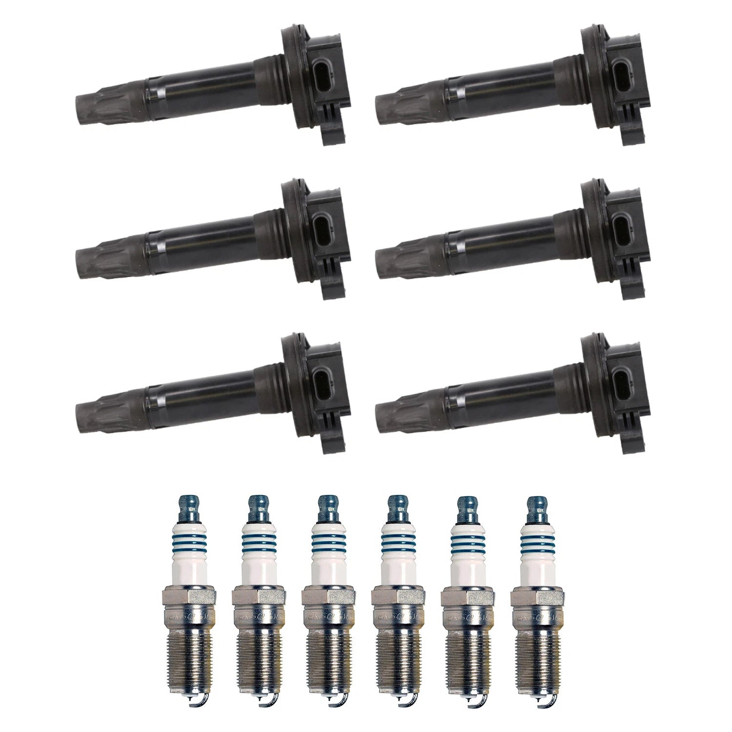 Set of 6 Denso Ignition Coils & Iridium Spark Plugs for F-150, Flex, MKT, MKX, Taurus (V6)