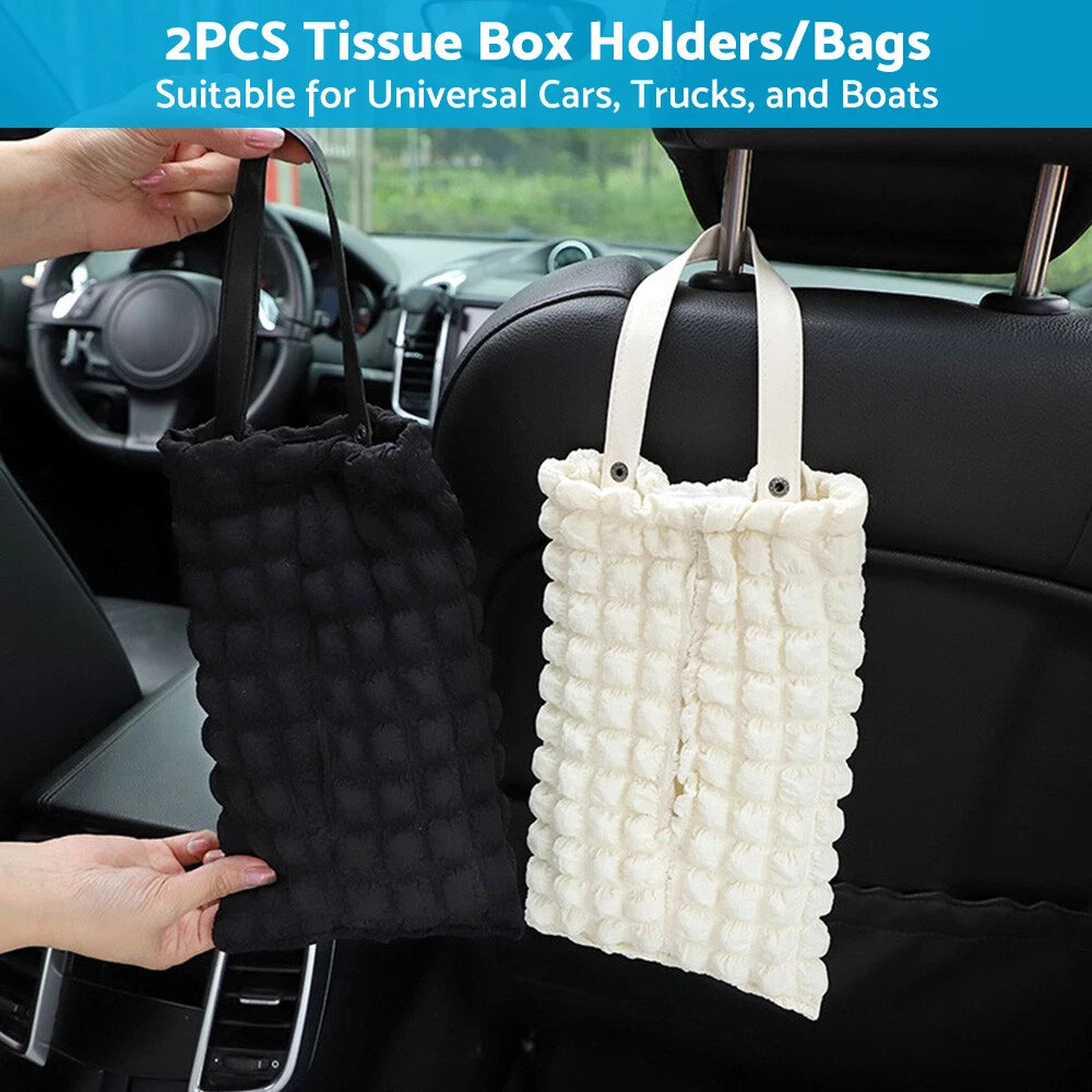 2X Hanging Tissue Holder Box for Car Back Seat Travel Napkin Paper Holder