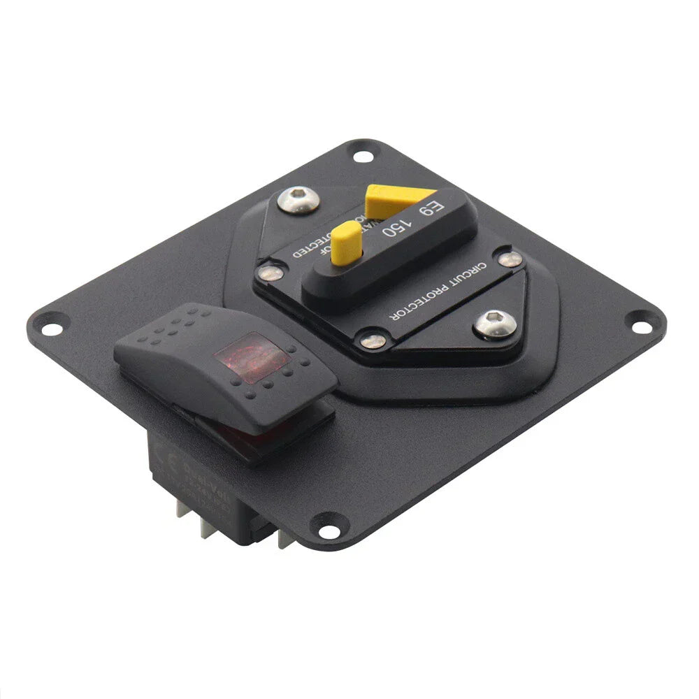 150A Circuit Breaker Panel + Red LED Switch for Universal Car