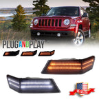 2X Smoke Switchback LED Turn Signal Blinker Corner Lights for Jeep Patriot (2007–2017)