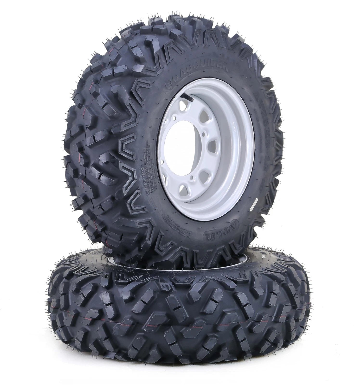 Set of 2 ATV Tire Wheel Assembly 25x8-12 6PR 4-156 PCD 4+3 OS Silver