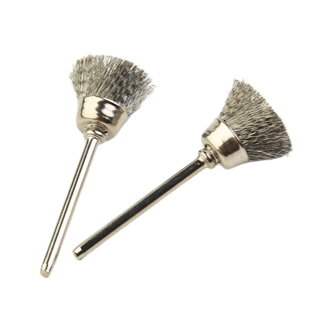 Set of 10 Bowl Shape 13MM End Brushes 3MM Shank Stainless Steel Wire Brush
