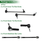 6pcs Front Suspension Tie Rod End for Buick Regal (No.EV800962/ES800949/K750400)