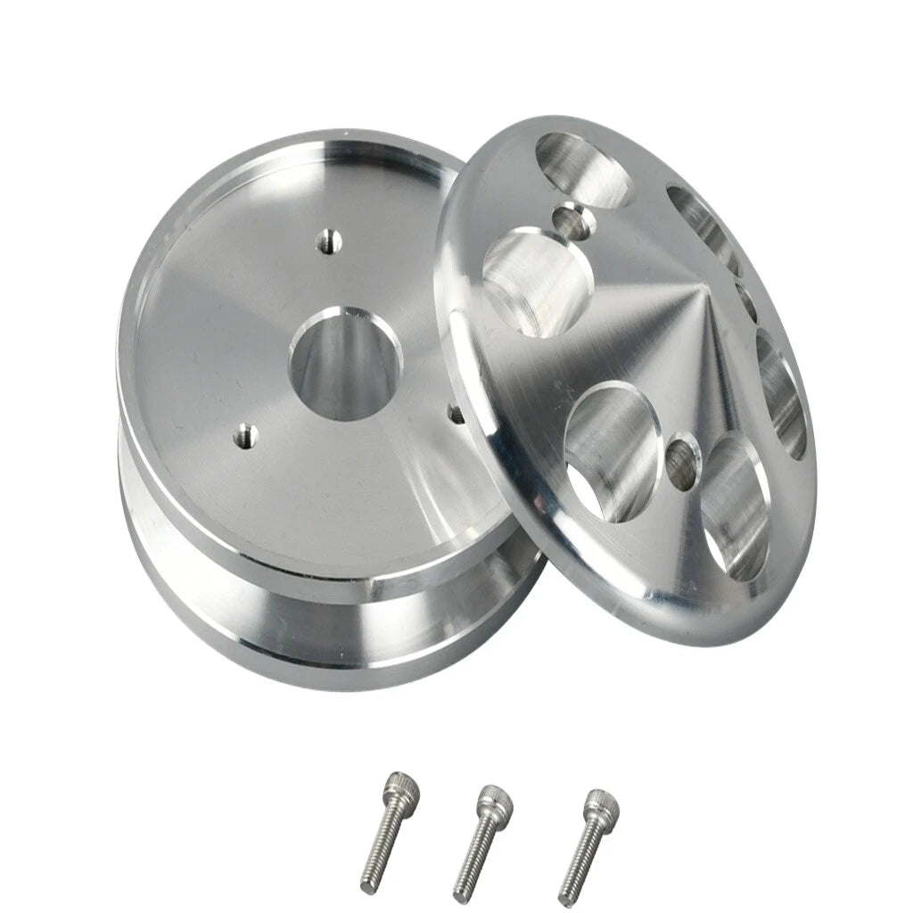 Aluminum Alternator Pulley with Nose Cone Cover for GM SBC (283-400)