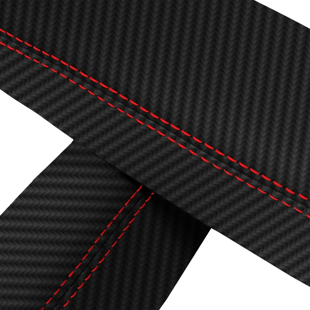 Door Panel Armrest Cover for Acura TSX (2009–2014) - PVC Carbon, Red Stitch