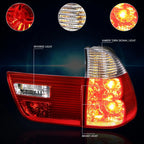 Pair Clear/Red Lens Tail Lights for BMW X5 E53 (2000–2006)
