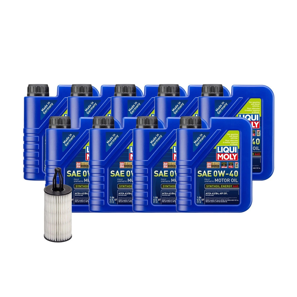 Oil Change Kit 9L Liqui Moly Synthoil Energy A40 0W-40 for Mercedes V6 V8