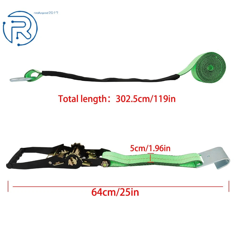Set of 3 Tie Downs for Car with Flat Hooks