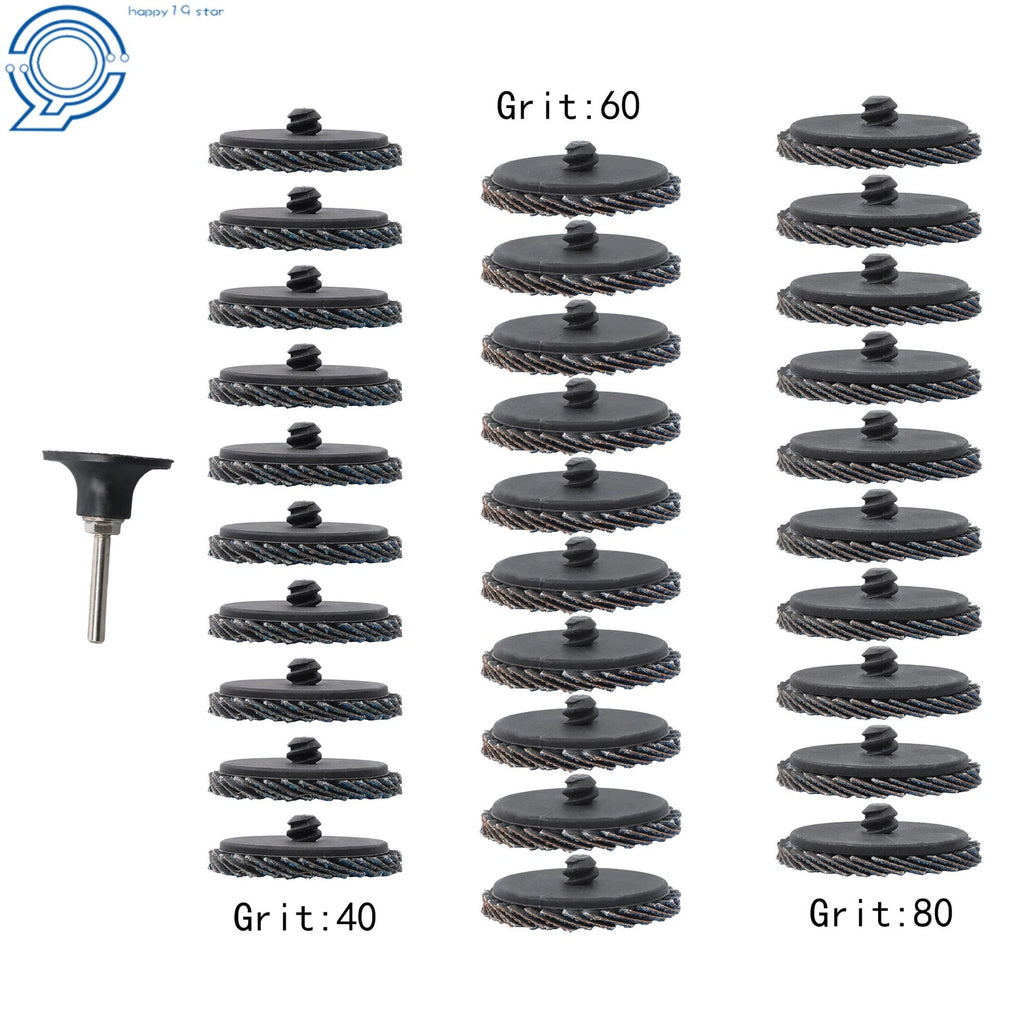 30 PCS 2 Inch Curved Sanding Discs 40/60/80 Grit with 1/4" Holder