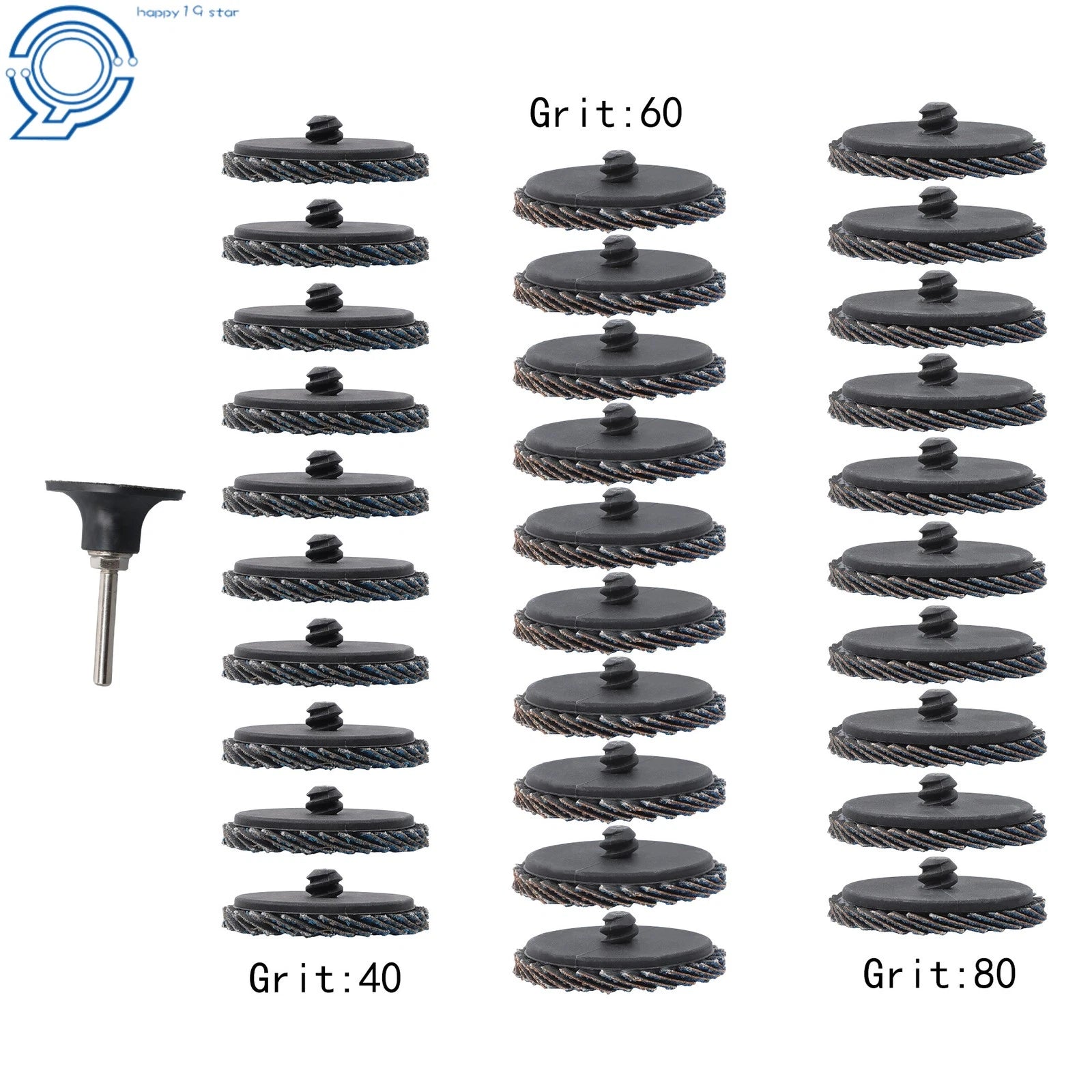 30 PCS 2 Inch Curved Sanding Discs 40/60/80 Grit with 1/4" Holder