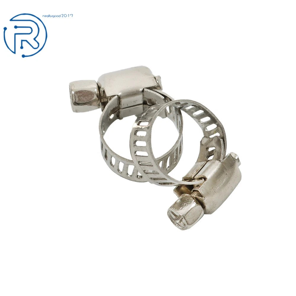 50Pcs Adjustable Stainless Drive Hose Clamps for Fuel Line (8-11 mm)