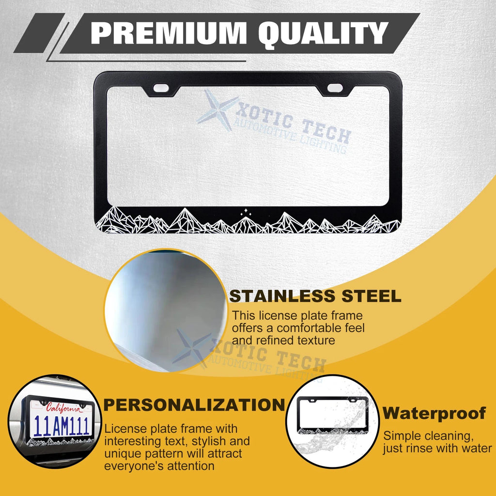 Outdoor Geometric Mountain Range Landscape Design License Plate Frame for Tag Holder (---)