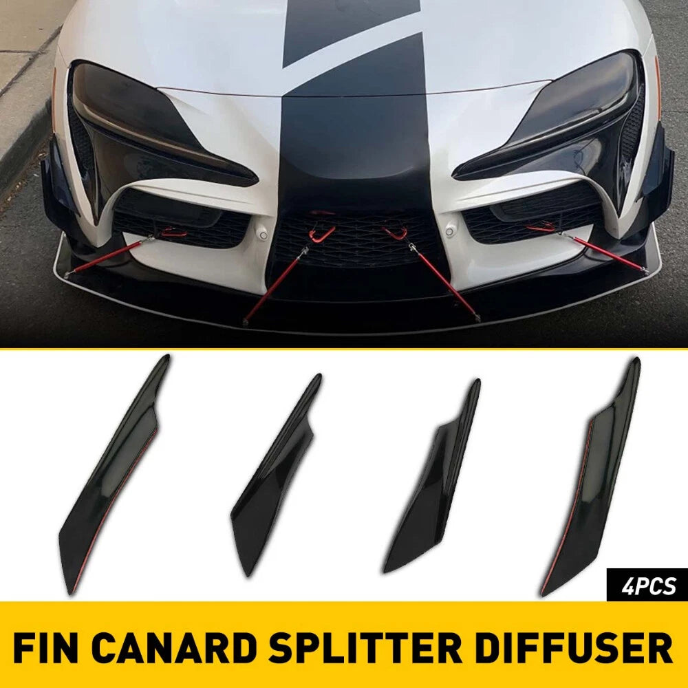 Front Bumper Canards Diffuser Lip Splitter Fins for Universal Car (V)