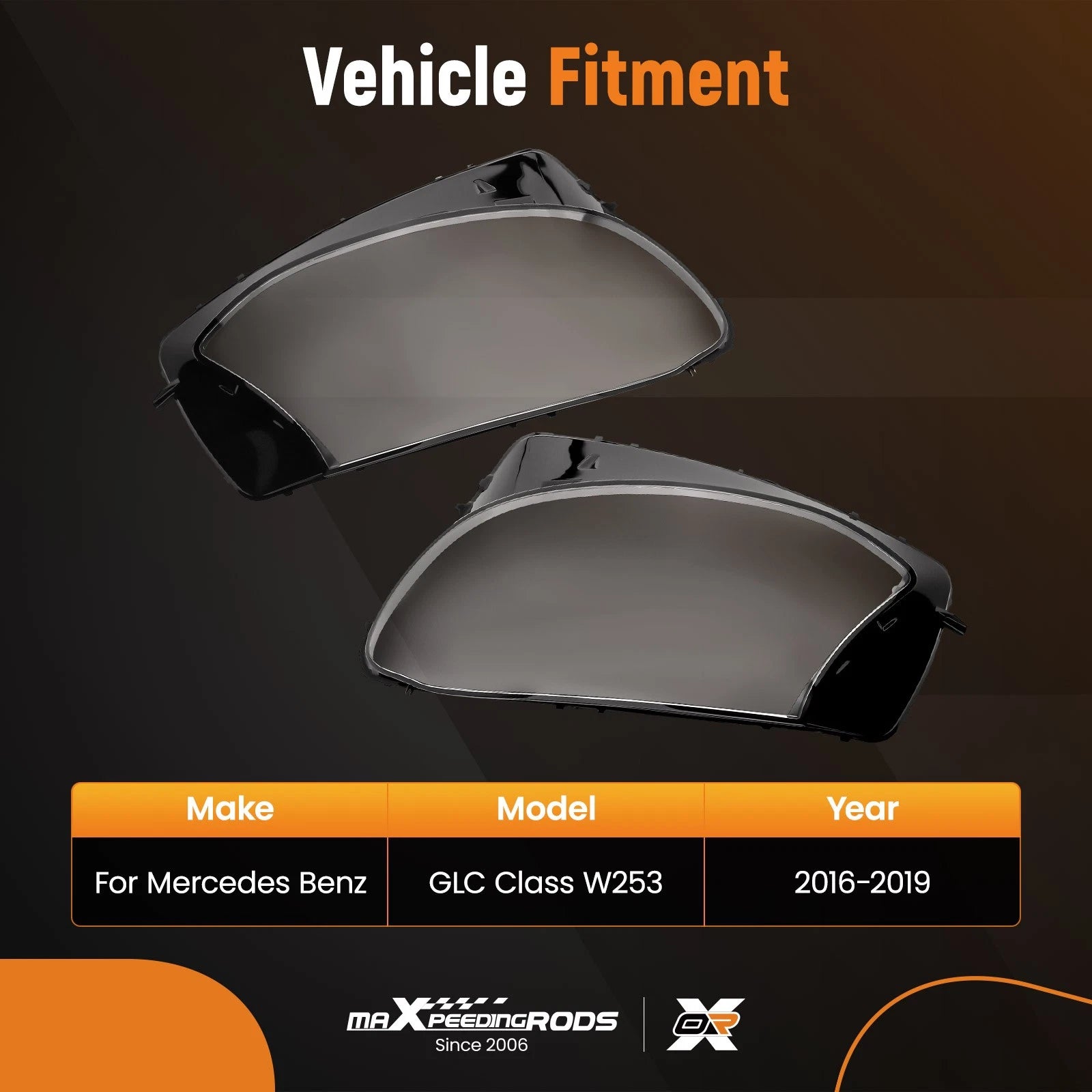 Headlight Lamp Lens Cover for Mercedes Benz GLC Class W253 (2016–2019)