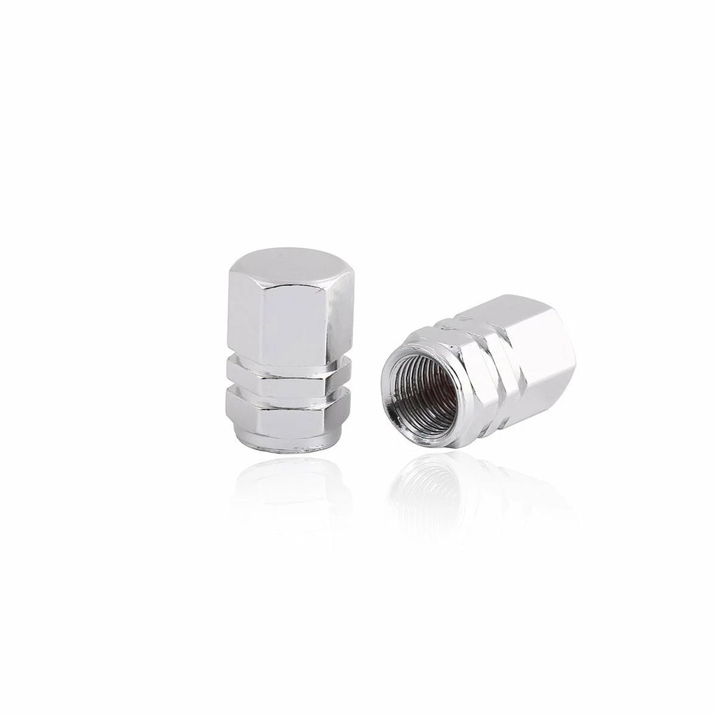 Wheel Tire Valve Stem Caps for Universal Fit Car Bike (4-Pack, Silver)