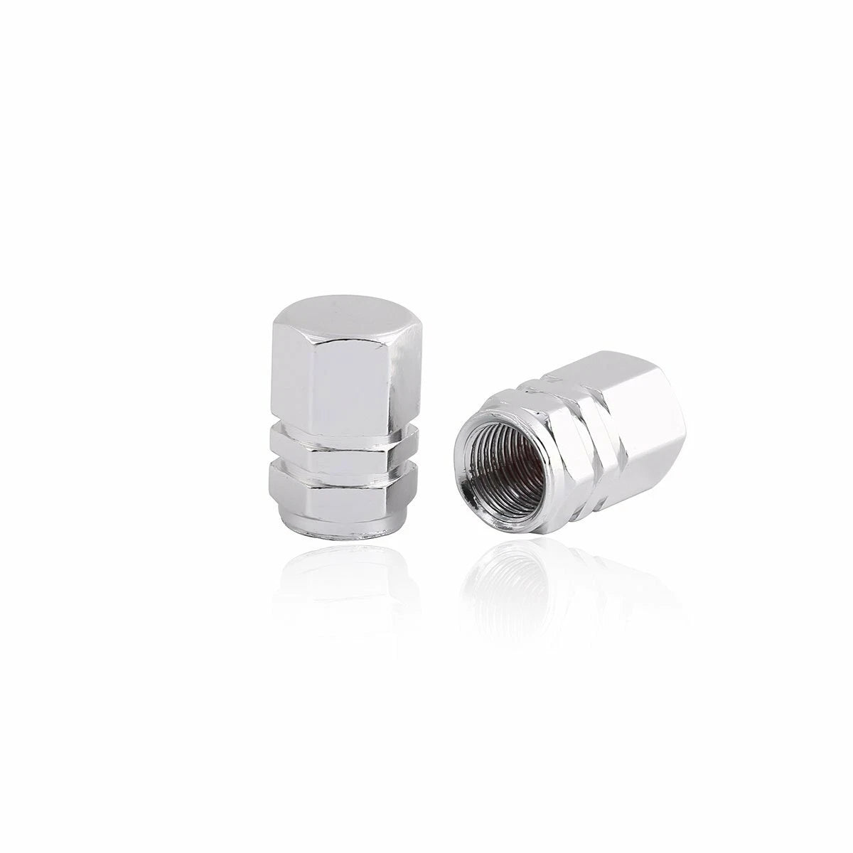 Wheel Tire Valve Stem Caps for Universal Fit Car Bike (4-Pack, Silver)