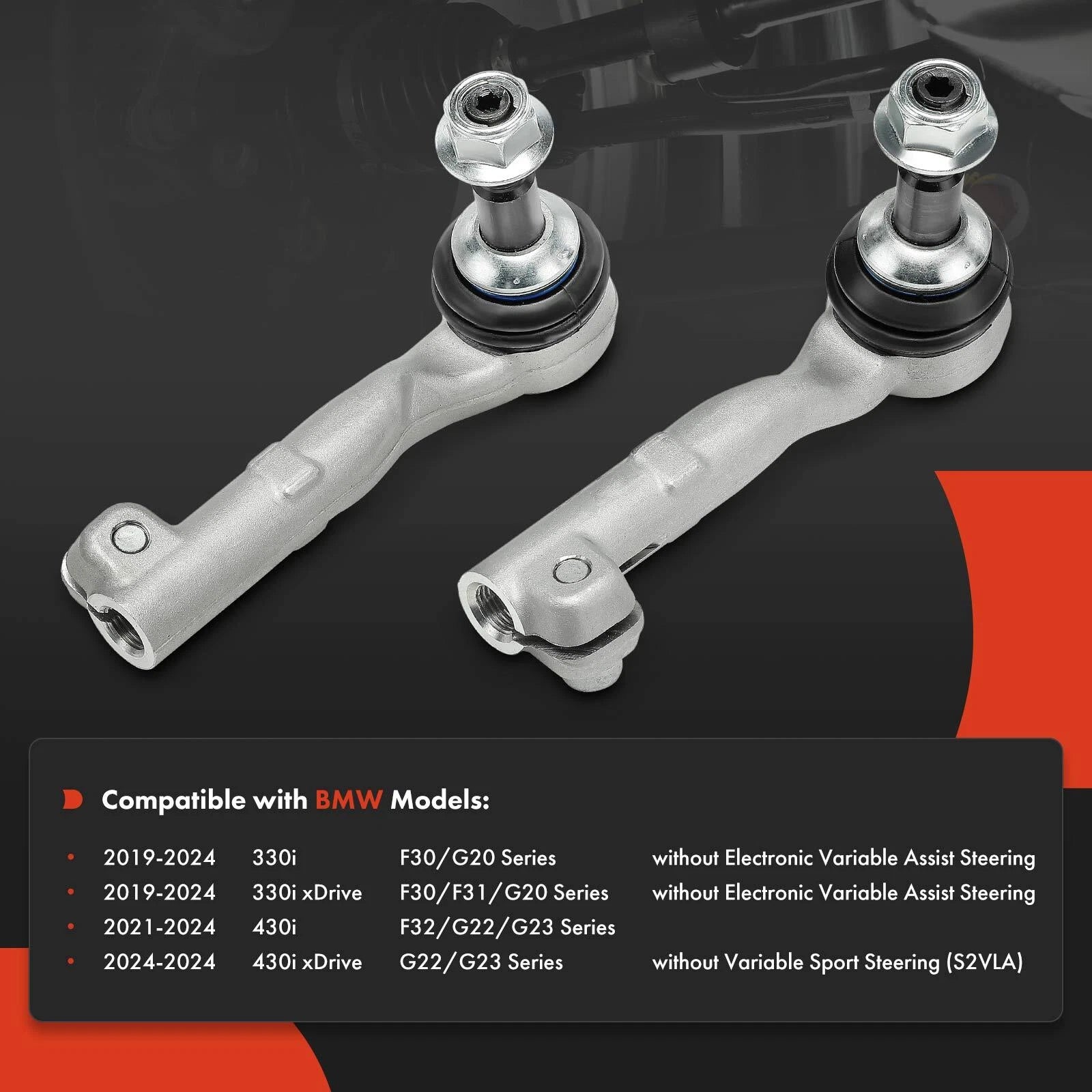 2Pcs Front Outer Tie Rod End for BMW 330i xDrive, 430i xDrive (2019–2024)